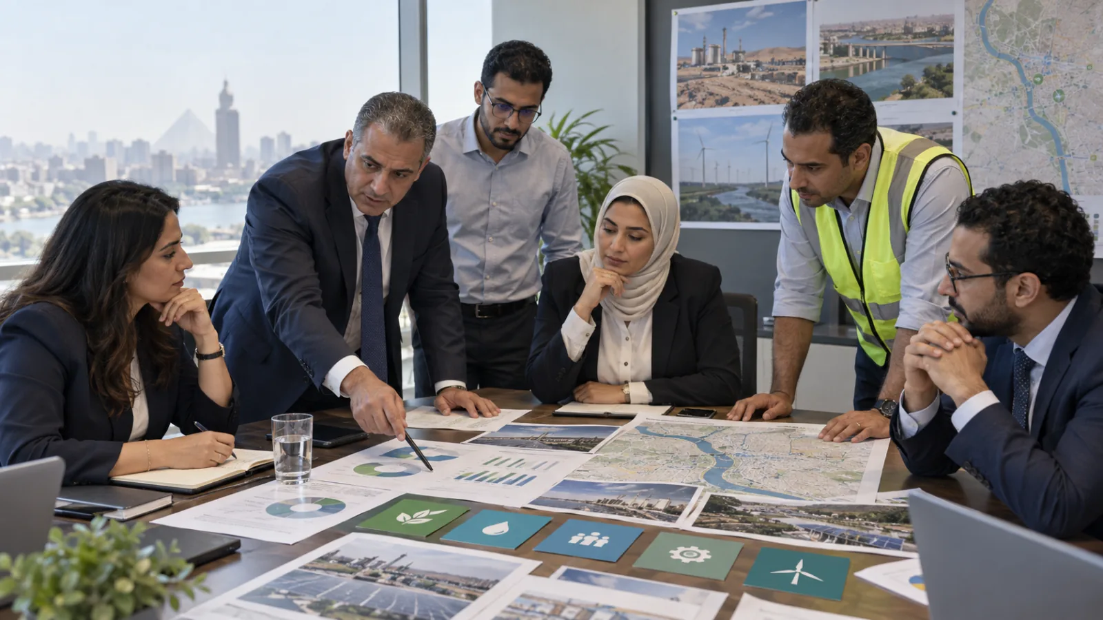 Egyptian technical team developing an ESG roadmap