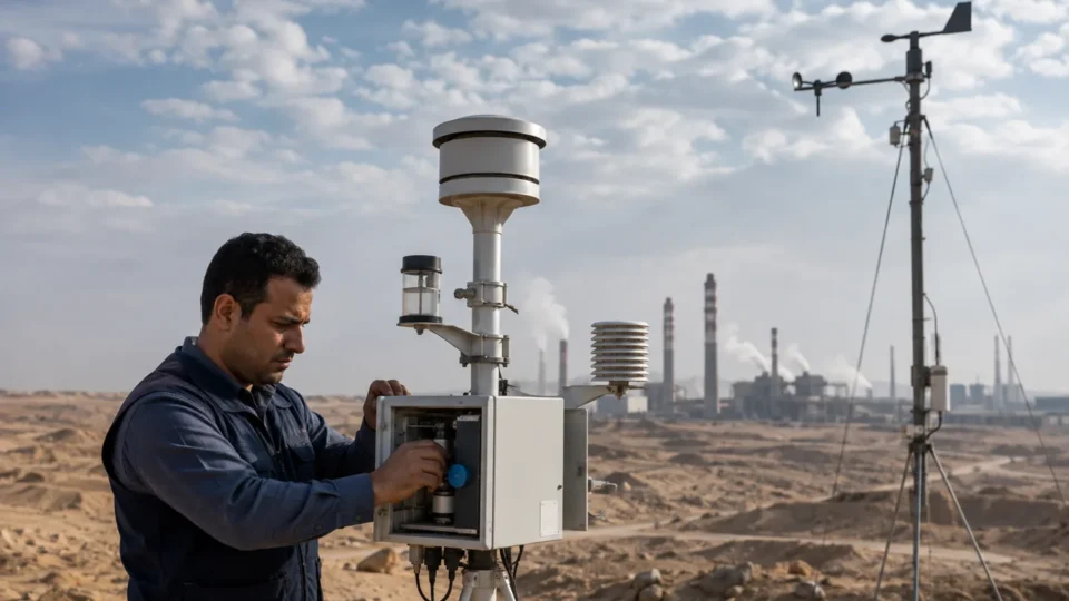 Air quality monitoring beside an Egyptian industrial complex