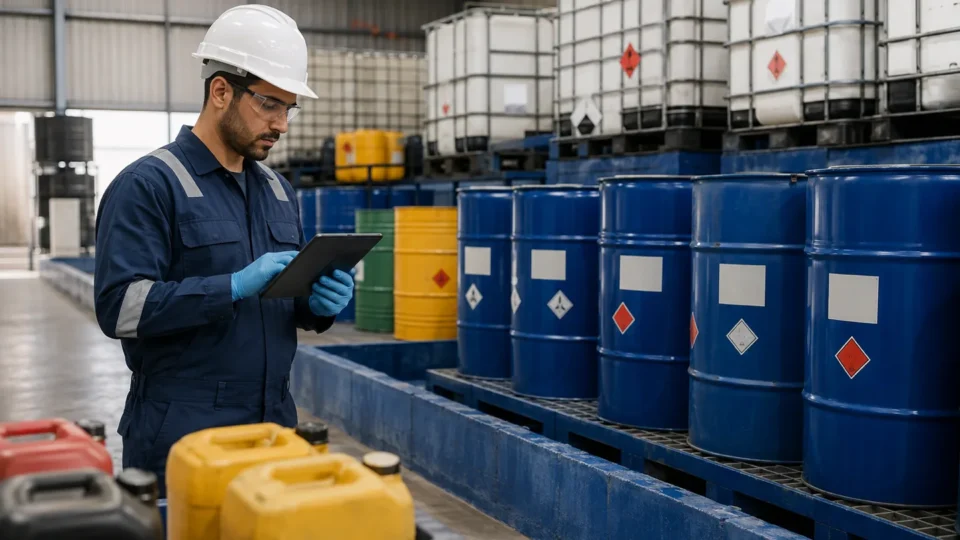 Inspection of a controlled hazardous waste storage area in Egypt